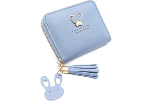 IFUDE Joli portefeuille pour fille et femme - Mini portefeuille pour enfants - En cuir synthétique souple - Avec fermeture éclair - Pendentif design de dessin animé - Compartiment à monnaie et