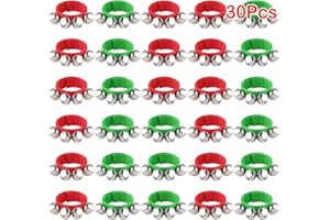 FEPITO 30 pezzi Cinturino natalizio Campane da polso Braccialetti Campane Jingle Campane musicali Caviglia Strumento a percussione Decorazione per feste natalizie Bomboniere