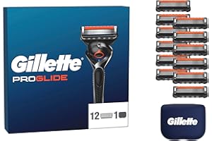 ‎GILLETTE Gillette Proglide, 12 ORIGINAL Ersatzklingen für Herren — 2x Gleitstreifen Vor und Nach den Klingen und Neuer EverGlide Gleitstreifen für Unglaubliche Gründlichkeit — Inkl. Reiseschutzkappe