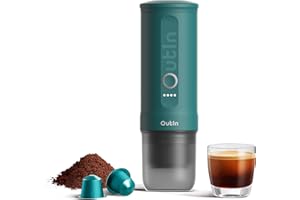 OutIn Nano Portable Electric Espresso Machine, Travel Coffee Maker for Camping, Car Coffee Maker Self-Heating with USB-C, With Ground Coffee & NS Capsule for RV, Hiking, Office