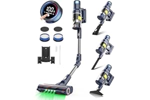 VICSONIC Aspirapolvere Senza Fili, 550W 45KPa Scopa Elettrica Senza Fili Potente, 8-in-1 Scopa Senza Fili 65 Minuti di Autonomia, Smart Touch Display, 180° Pieghevole, 4 Livelli di Potenza (Blu)