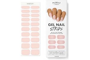MOYOU LONDON Semi Cured Gel Nail Strips, 20 Pc. Gel Wraps for Nails, Easy Apply & Remove for Salon-Quality Manicure, Works with Any Nail Lamps - I Love me