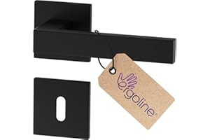 ERGO line Design moderne, poignée de porte noire CUBE, pour portes d'intérieur à clé, la silhouette ultra-fine, poignée carrée noire mate, garnitures de porte, poignée