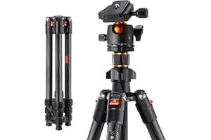 K&F CONCEPT K254C2 Kamera stativ aus Kohlefaser, Stativ Kamera 162cm,Reisestativ Arca Swiss kompatibel, Tripod für unterwegs