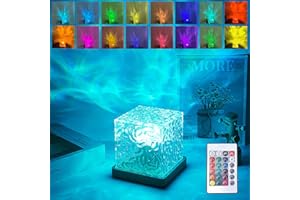 DAZZTIME Kryształowa lampa stołowa, kryształowa lampa LED, RGB kryształowa diamentowa lampa stołowa, lampka nocna falująca woda, reflektor wodny 3D, do sypialni salonu imprezowego.