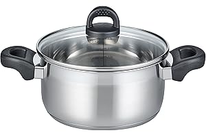 ELO 12121 - Pentola per arrosto, serie GD, 20 cm, tormalina, a induzione, in acciaio inox satinato, manici in plastica antiscivolo, con scala litriale e sistema di dosaggio dell'olio