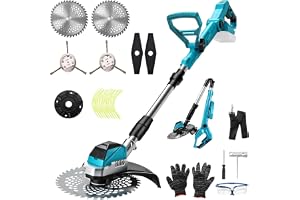 panthem Batteridriven grästrimmer kantklippare röjsåg för Makita 18V (utan batterier), 4 i 1 ogräsborste metallblad och tråd, justerbart huvud gräsklippare teleskophandtag borstlös motor