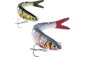 TUXIBIN 2 Pcs Señuelos de Pesca,Cebos de Pesca, señuelos articulados, Señuelos Spinning, realistas Multi-articulados Artificiales Swimbait de Duro anzuelos de Pesca 27g/13.7cm