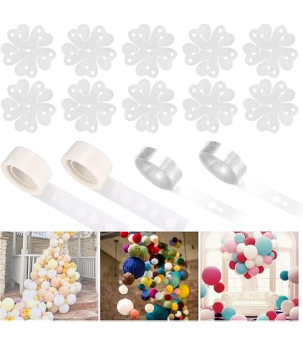 Pumuky 500 Pièces de Colle pour Ballons,5 Rouleaux de Bandes de Guirlande de Ballons de 5m,10 Pièces D'attaches pour Fleurs de Ballons pour Pour anniversaires,mariages,Noël