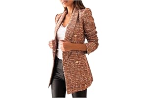 YTZL Blazer para mujer elegante de manga larga blazer moda mujer abrigo de lana otoño invierno corta gabardina larga cálida tallas grandes chaqueta de montaña ropa de negocios moda tops oficina