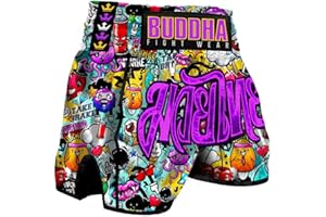 Buddha Fight Wear - Pantalon Muay Thai et Kick Boxing Modèle Européen Geisha - Tissu Satin Premium - Nouveau Motif Européen - Grande Adaptation à la morphologie de Chaque Combattant - Divers modèles