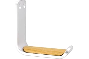 MeetRade Headphone Hanger Stand Holder Under-Desk Earphone Headset Mount Aluminum Wallmount Stick-On Adhesive Hooks Clamp Silver Wooden Pad