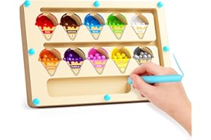 Esoes Montessori Spielzeug Eiscreme Magnetische Spiel Labyrinth Pädagogisches Spielzeug Niedliche Geschenke für Mädchen und Jungen Übung motorischen Fähigkeiten Puzzle Holzspielzeug zu Üben Zählen