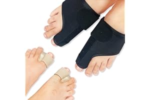 SHFYFHS Bunion Corrector Kit, 2 x Correcteur Hallux Valgus + 2 x Correction d'orteils en Fibre de Gel, correcteur et séparateurs d'hallux valgus, pour redresser les orteils– Kit Jour et Nuit (Femme & Homme).