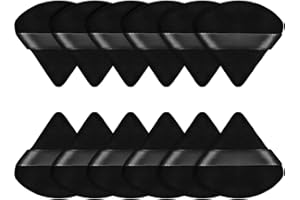 MAITYS 12 Piumini da Cipria Soffio Trucco Triangolo del Viso per Polvere Sfusa Spugna per Fondotinta Cosmetico Corpo Morbido Strumento Trucco Secco Bagnato Polvere Minerale (Nero)