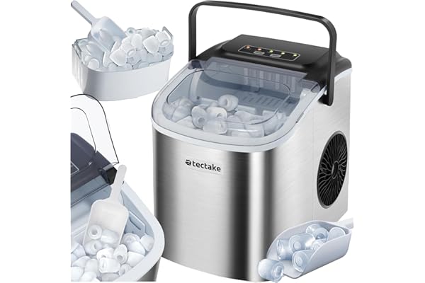 tectake® Machine à glaçons Silencieuse Appareil à glacons, 9 glaçons par cycle, env. 6-13 minutes, Écran tactile, avec Cuillère à glace, Ice Maker Machine a glacons Appareil cuisine Maison