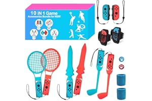 YAVOCOS 14-in-1 Switch Sports Spiele Zubehör Set für Nintendo Switch/Switch OLED, Switch Zubehör Bundle Kit mit Tastenkappen
