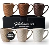 MIAMIO - Set of 6 ceramic coffee cups (6&times;350 ml) - Palmanova | Large Ceramic Cappuccino Tea Latte Macchiato Mugs Set of 6 Dis