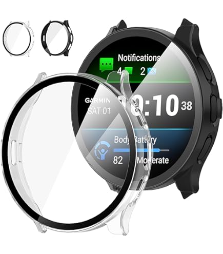 Coque De Protection Avec Verre Trempé Pour Garmin Venu 3S 41mm - Lot De 2, Matériau PC Léger - Installation Facile Sans Enlever Le Bracelet