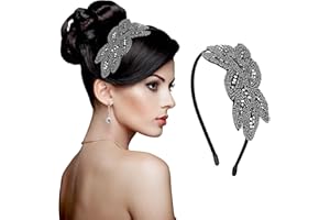 Sibba Fasce Per Capelli Da Donna Anni '20 Accessori In Cristallo Matrimonio Nero Con Strass Stile Vintage Accessorio San Valentino Ragazze Costumi Feste Di Ballo Retrò Grigio