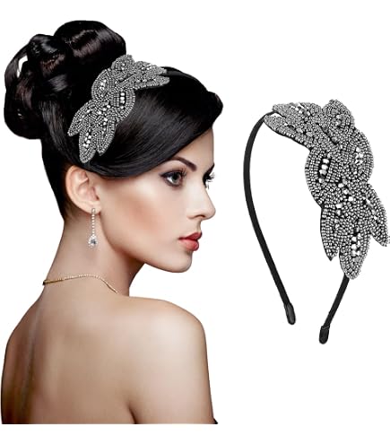 Cerchietto Per Capelli Con Piume Di Pavone E Piume Nere – Per Donna, Festa E Halloween, Fascia Antiscivolo