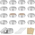 Camelize Aluminium Leer Döschen,24 Stück Rund Reise Cremedose Tiegel,5ml Leere Dosen Mit 2 Stücke runde Aufkleber für lippenb