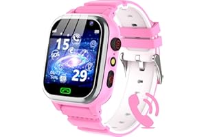 kaacly Smartwatch Niños, Reloj de teléfono para niños con podómetro SOS Juego música Reloj Despertador Papel Tapiz Encantador, Reloj Inteligente para niños de 4 a 12 años niños y niñas Light Pink