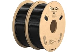 GratKit PETG Filamento per stampante 3D 2 kg, filamento PETG 1,75 mm, -0,03 mm, filamento per stampa 3D PETG, 2 * 1 kg,Nero