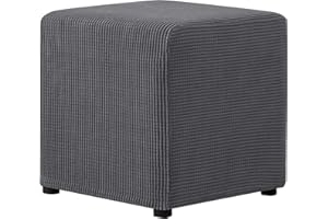 AQIGR Ottoman Covers Slipcover Square 40x40, Ottoman Covers Protector for Foot Stool Furniture Stretch Jacquard Fabric with Elastic Bottom (Color : #3, Size : 45x45cm)