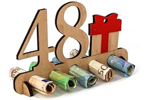 Giftota Regalo de Madera para 48 Cumpleaños - Libro de Visitas de Letrero de Madera de 48 Años para Hombres y Mujeres - Regalo de Dinero de Madera - Decoración de Madera para Amigos y Familiares
