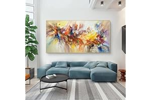 XIANGPEIFBH Grande Peinture Abstraite Art Coloré Bloom Fleur Affiche Toile Peinture Pour Salon Mur Art Photos Décor À La Maison 40x80cm (16''x32'') Cadre Doré