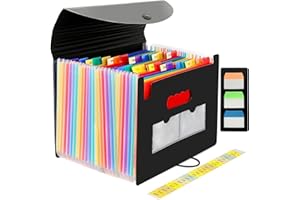 Aoonar organiseur de documents A4 extensible avec 24 pochettes et intercalaires colorés – trieur avec couvercle pour bureau, école et maison