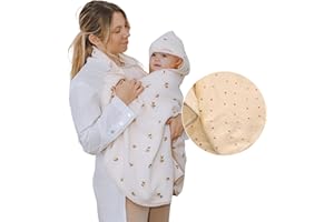 ÜneeQbaby Toalla sin Manos para Baño de Bebés y Niños | Toalla con Capucha de Algodón 100% | Delantal para Baño Seguro | Regalo Ideal para Recién Nacidos