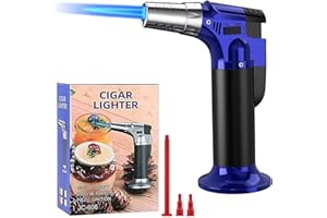 DBZQSCW Butane Torch Lighter,Fits All Butane Tanks,Refillable Blow Torch Kitchen Cooking Torch with Safety Lock Adjustable Flame for Creme Brulee BBQ Baking—Butane Gas Not Included (Blue)