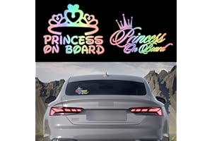 TOMALL 2 Piezas Princesa a Bordo Coche Ventana Vinilo Pegatinas Impermeable Autoadhesivo Princesa Corona para Coche Camión Parachoques Tronco Decoración (Gradiente)