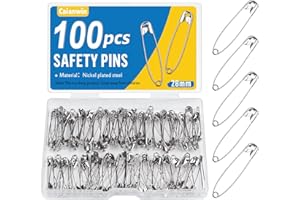 Caianwin 100 PCS Safety Pins 28mm Safety Pins Small with Storage Box Small Safety Pin for Clothes,Sewing, Pinning, Hemming, Dressmaking and DIY