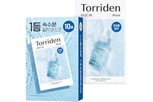 ‎TORRIDEN Torriden DIVE IN Hyaluronsäure Gesichtsmaske (10 Stück) | Intensiv feuchtigkeitsspendende Pflege | Mit Hyaluronsäure, Panthenol und Allantoin | Koreanische Tuchmaske