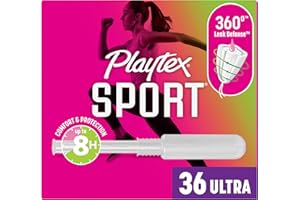 Playtex - Almohadillas deportivas ultra absorbentes, sin perfume, para mujer, cuidado femenino, 36 unidades, con protección contra fugas de 360°