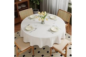 Zdada Weiß Abwaschbar Tischdecken Rund Ø120cm Polyester Tischdecke, Kratzfest, Fleckschutz Tischtuch Outdoor Tischwäsche für Garten, Esszimmer, Feiern und Haushalt