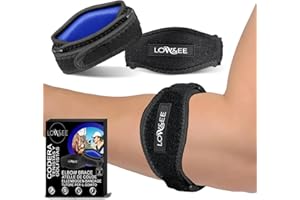 LOW&EE® Codera Epicondilitis Hombre - Mujer 2 Uds, Coderas Epicondilitis, Cinta de Codo Tenista, Coderas de Golfista Ajustable y Antideslizante, Muñequera Tendinitis, Levantamiento de Pesas