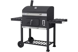 ‎TEPRO tepro Toronto XXL, Holzkohlegrill / Grillwagen, Grillfläche: ca. 71,5 x 46 cm, Edelstahl-Griff, Thermometer und höhenverstellbarer Kohlebene, Kaminanzug und Kohleklappe, Maße ca. 152 x 73 x 137 cm