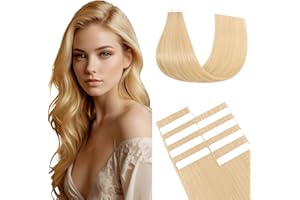Benehair Extension Capelli Veri Biadesivo 10pz Capelli Naturali Lisci Extension Biadesive Capelli Veri Umani Extension Adesive 30cm, Biondo Chiaro