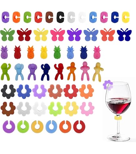 5Set Marqueur de Boisson en Silicone Étiquette pour Verre à Vin