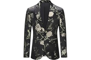 YOUTHUP Chaqueta de Esmoquin con Bordado para Hombre un Botón Floral Chaqueta de Traje Blazer
