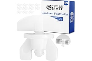 ‎YOUR DAY MATE Gardinen Feststeller, 12 Stück, in Weiß, aus Kunststoff, für min. 10 x 6 mm Laufkammern, Stopper für Schienensysteme mit Innenläufen, Zwischenfeststeller, Endstopfen, Endfeststeller Gardinenschiene