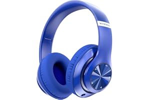 ZORIN 9S Cascos Diadema Inalambricos Bluetooth Plegables, 60 Horas de Reproducción Casco Inalambricos Bluetooth Estéreo HiFi con Micrófono, 6EQ Modos, Soporte Micro TF/FM, para PC/Fones (Azul)