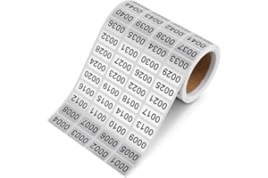 DZXIN Numeri Adesivi, etichette adesive con numeri consecutivi da 0001 a 2000, adesivi con numeri di inventario impermeabili per la classificazione dell'inventario (0,39 x 0,78 pollici)