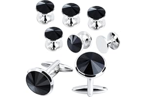 Boutons de manchette classiques Hawson avec face principale motif pierre noire de chemise smoking pour homme