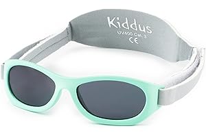 Kiddus Occhiali da Sole Neonato 0-6 mesi. Protezione 100% UV400. Montatura Flessibile. Lenti Infrangibili. Fascia Regolabile Morbida. Occhiali Bambino 0-2 anni