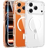 [SARARMAZ] iPhone 17 Pro ile uyumlu Crystal Clear Mika Manyetik Emici Şeffaf Kılıf (Şeffaf Magsafe Mika Sararmaz, iPhone 17 P
